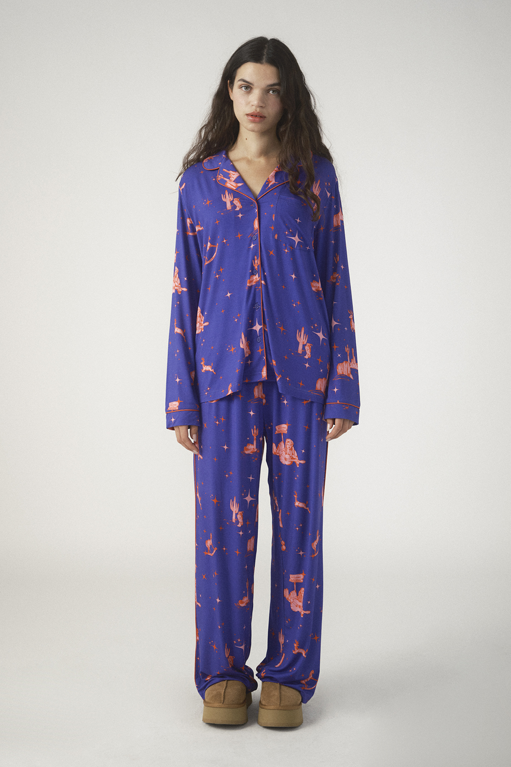 PIXIE & PEACH Rodeo Reindeer Pyjama Set with a hand drawn print
