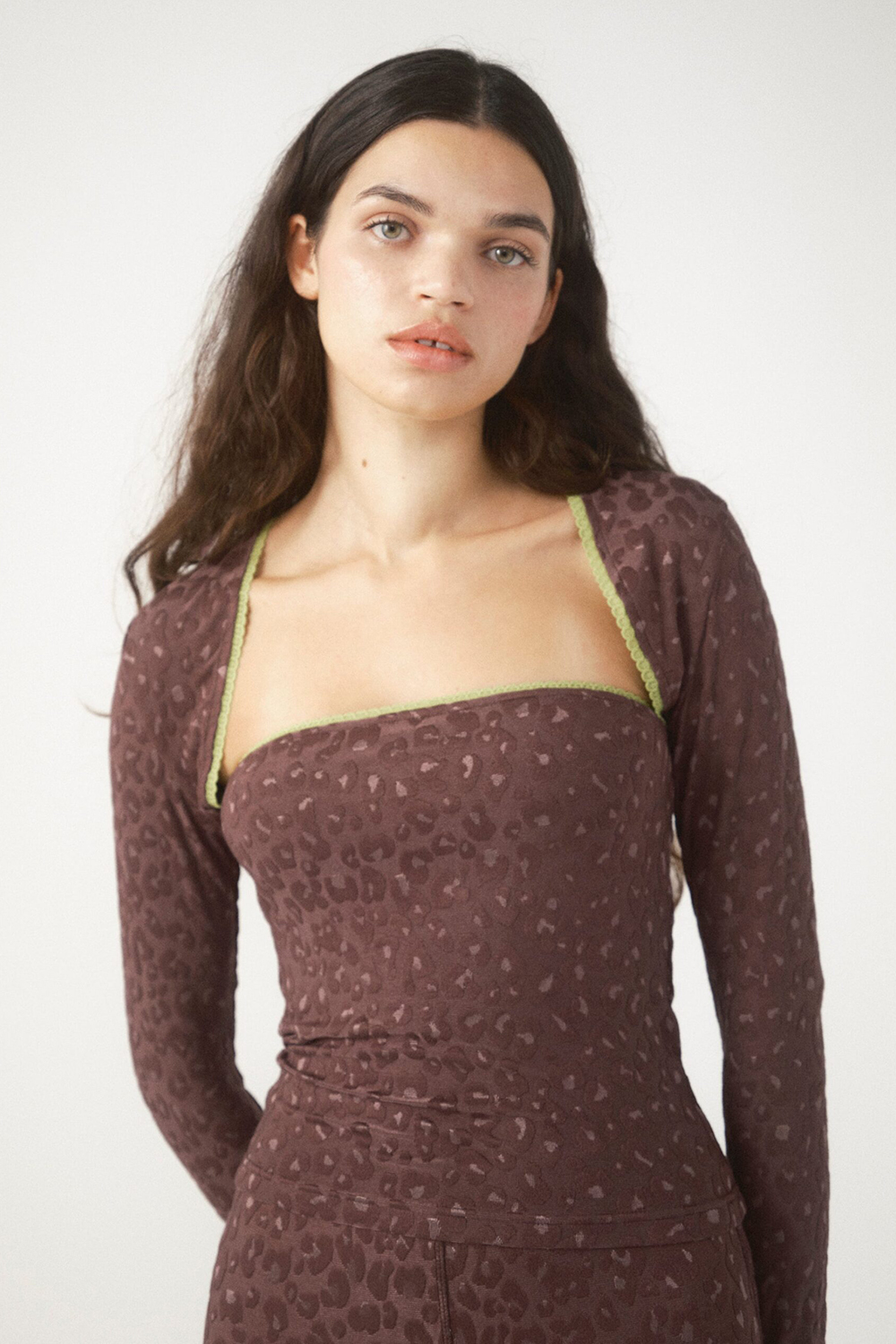 Gwen Leopard Jacquard Shrug Top