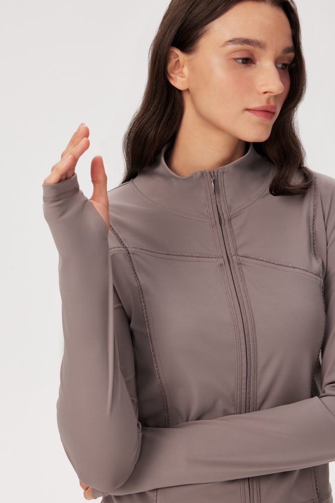 PIXIE & PEACH Gina Zip Through Top (taupe)