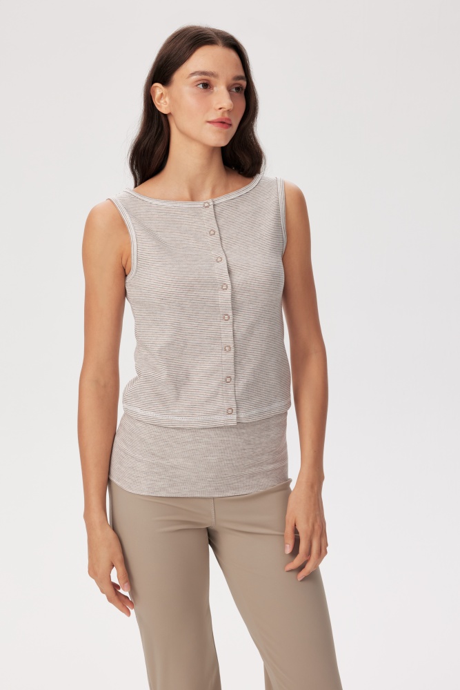 PIXIE & PEACH Nora Stripe Button Through Top