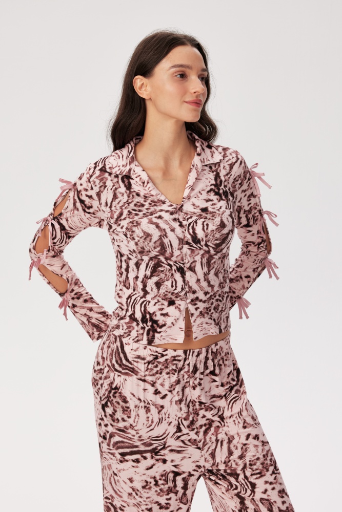 PIXIE & PEACH Gwen Long Sleeved Lounge Set -Pink Leopard Printing