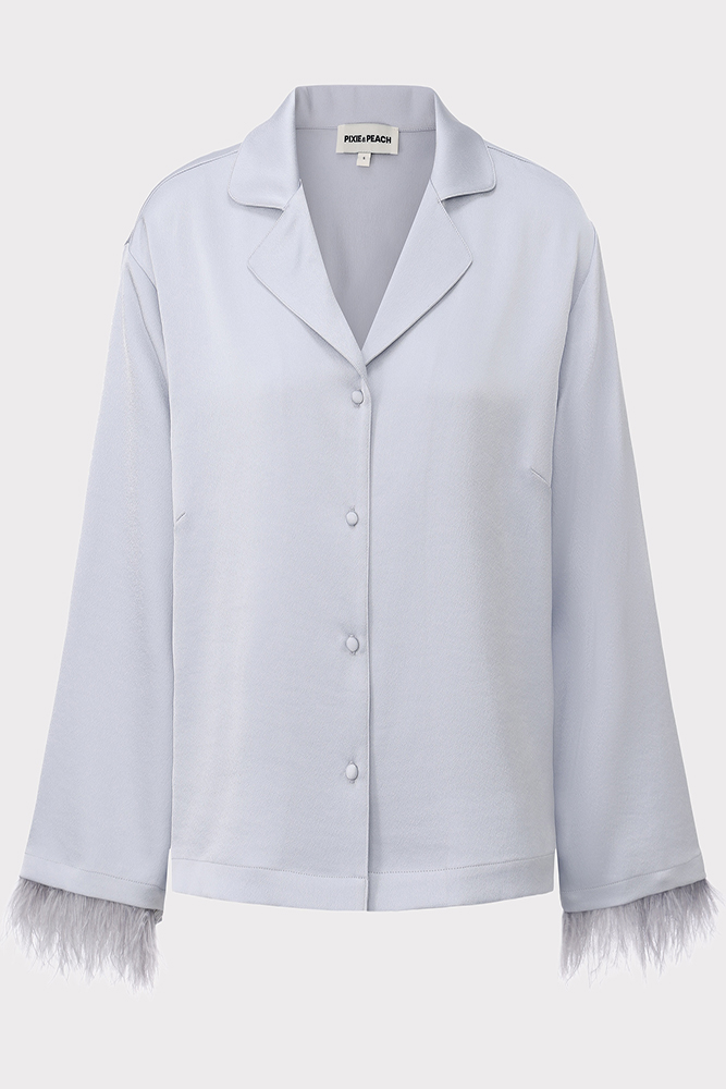 PIXIE & PEACH Genevieve Steel Satin PJ Shirt