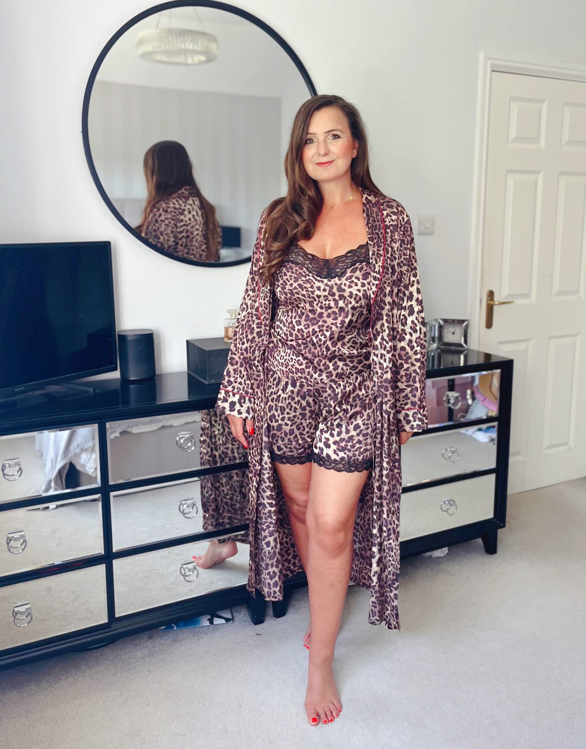 Sienna Satin Leopard-Print Robe